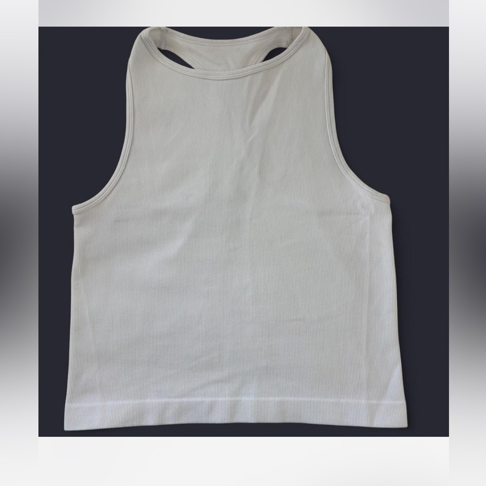 Free People Women's White Ribbed Tank Top - Classic Racerback